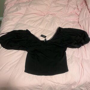 Express Black Puff Sleeve Blouse